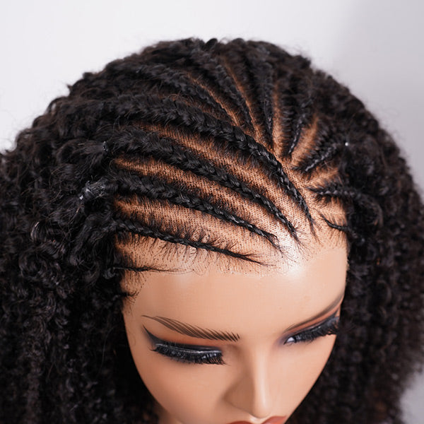 HairHive M-Cap Afro Curly Glueless Wig Pre Braided Snug Fit Bleached Knots Pre-cut 9x6 Lace Wear Go Wig With Elastic Drawstring