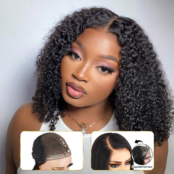 HairHive Kinky Curly Pre Bleached Pre Cut Wear Go Glueless Wig Tiny Knots