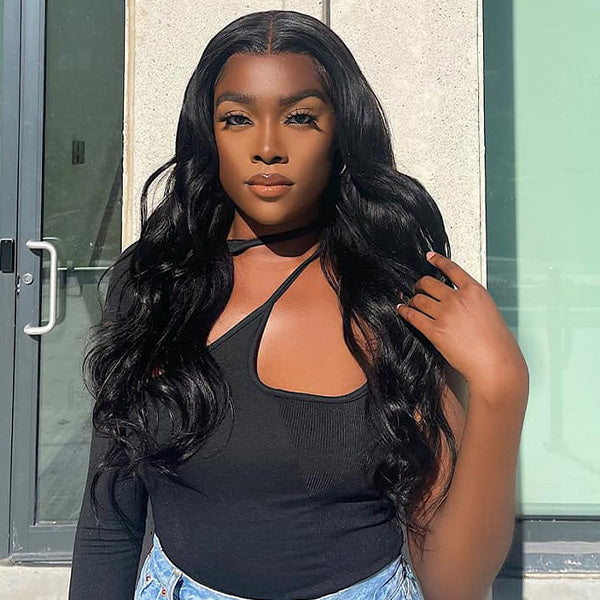 HairHive Body Wave Hair Wear & Go Glueless Wigs 7x5 Pre Cut HD Lace Closure Wigs With Pre Plucked Nautral Hairline