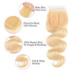 Body Wave 613 Blonde Color Bundles with 4x4 Lace Closure Human Virgin Hair