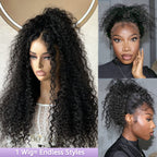 HairHive Kinky Curly Invisi-Drawstring Pre-Cut 360 Lace Glueless Wig With Bleached Knots Pre-Plucked Hairline