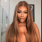 4/27 Highlight Wear Go Glueless Wig Pre-cut Lace Straight Hair 7x5 Lace Wig Preplucked with Natural Hairline