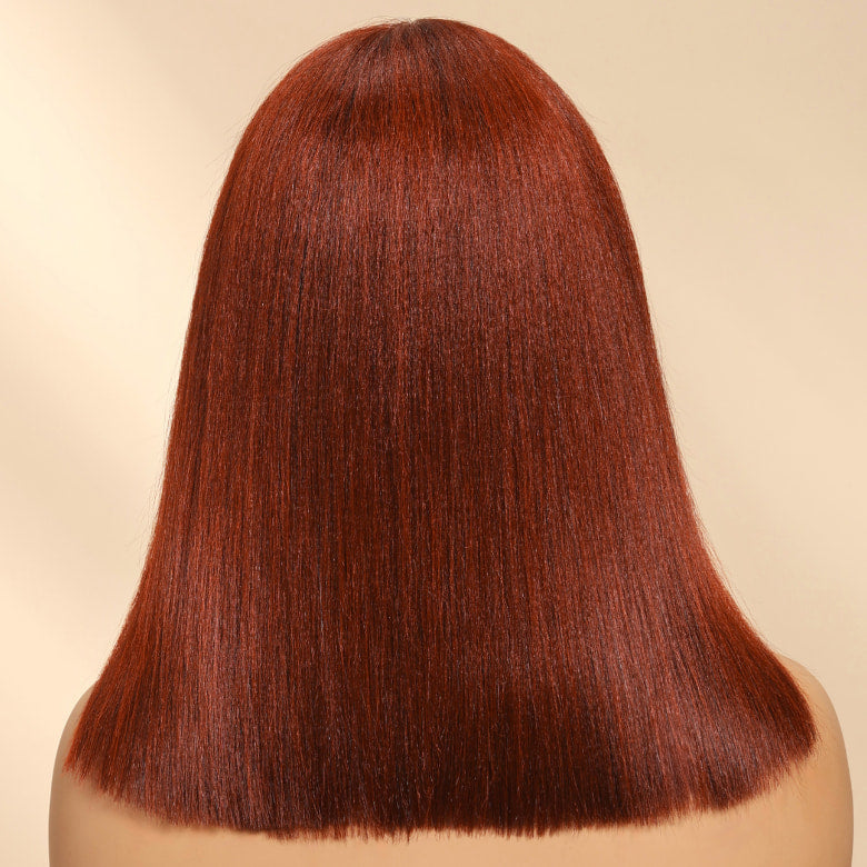 Sunber 7x5 Bye Bye Knots Reddish Brown Yaki Straight Short Bob Wig