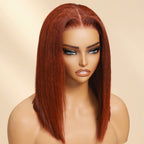 Sunber 7x5 Bye Bye Knots Reddish Brown Yaki Straight Short Bob Wig