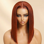 Sunber 7x5 Bye Bye Knots Reddish Brown Yaki Straight Short Bob Wig