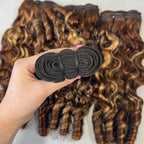 Burmese Curly Highlight 4/27 Color Unprocessed Virgin Human Hair Bundles 1/3/4 Pcs