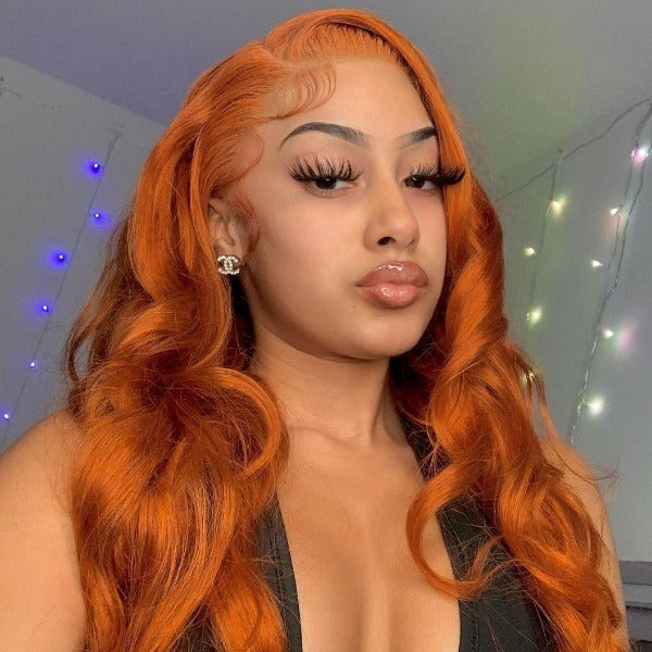 Ginger Color Skin Melt Well Lace Front Wigs Loose Wave Virgin Human Hair Wigs