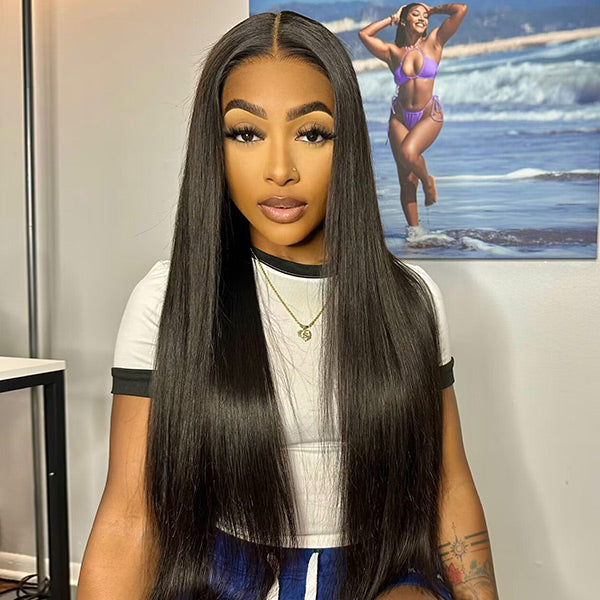 Subscribers-Only Silky Straight Hair Wear Go Wig Pre Cut 7x5 HD Lace Bleached Knots