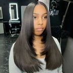 HairHive Straight Layered Cut Wear Go Glueless Wig Bleached Knots Pre Cut HD Lace Wig