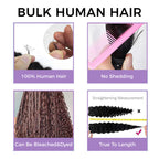 Unprocessed Afro Curly Bulk Human Hair Knotless Human Braiding Hair No Weft 1/3/5 Packs