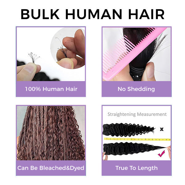 Unprocessed Afro Curly Bulk Human Hair Knotless Human Braiding Hair No Weft 1/3/5 Packs