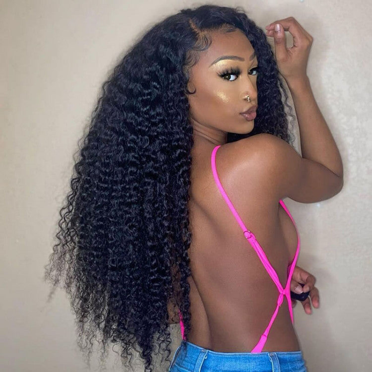 360 Lace Front Wigs Kinky Curly Mongolian Virgin Human Hair Natural Looking Lace Wigs