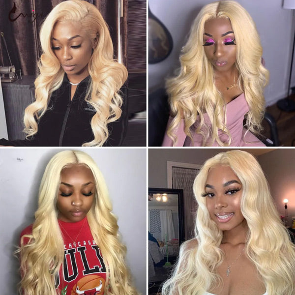Body Wave 613 Blonde Color Bundles with 4x4 Lace Closure Human Virgin Hair