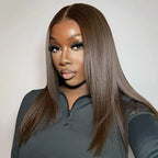 HairHive Straight Chocolate Brown Color Layered Cut Wear Go Glueless Wig