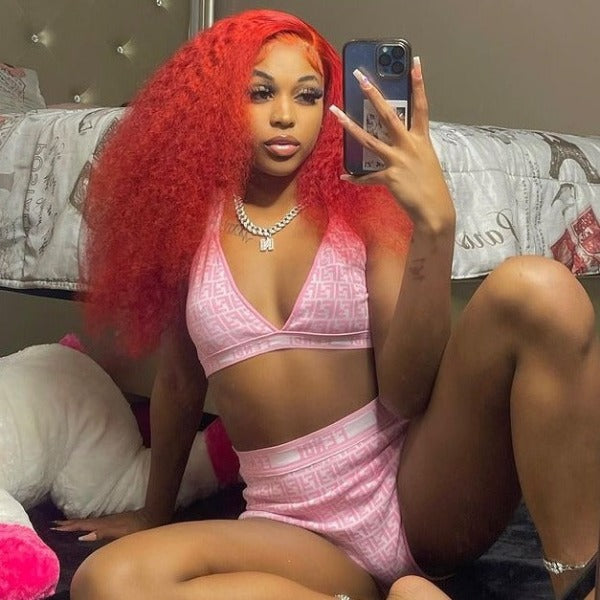 Cherry Red Color Lace Front & Closure Wig Pre-Colored Human Hair Wigs With Pre-Plucked Hairline