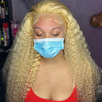 613 Blonde Kinky Curly Human Hair 13x4 Lace Front Wigs Pre-plucked with Baby Hair for Women