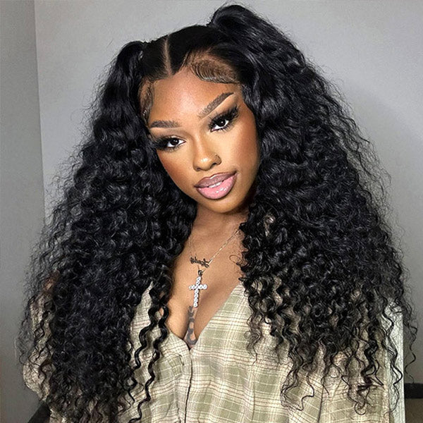 HairHive M-Cap Water Wave Pre Cut 9x6 HD Lace Wear Go Glueless Wigs Pre Bleached Tiny Knots Wet And Wavy Lace Front Wigs Human Hair