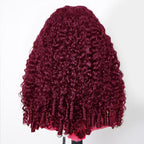 HairHive Burgundy 99J Color Burmese Curly Glueless Wig Pre Cut 9x6 Lace Snug Fit Drawstring Wear Go Wig