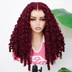 HairHive Burgundy 99J Color Burmese Curly Glueless Wig Pre Cut 9x6 Lace Snug Fit Drawstring Wear Go Wig