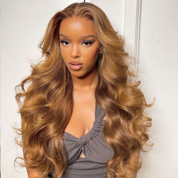Brown Color Autumn Vibe Straight Hair Brazilian Human Hair 13x4 4x4 Lace Front Wigs Preplucked with Baby Hair