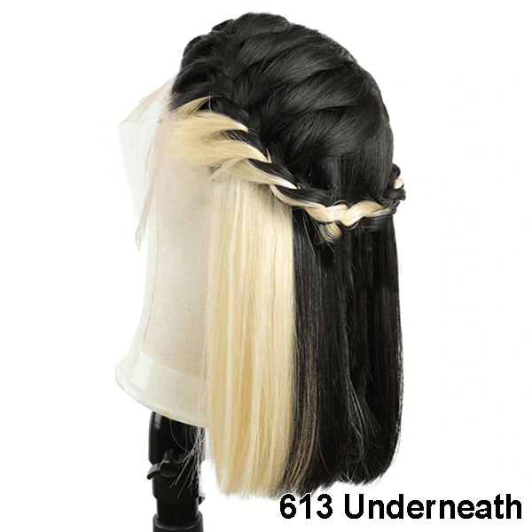 Two Tones Short Bob 13x4 Lace Front Wigs Thick Underneath Colored Hair Natural Black
