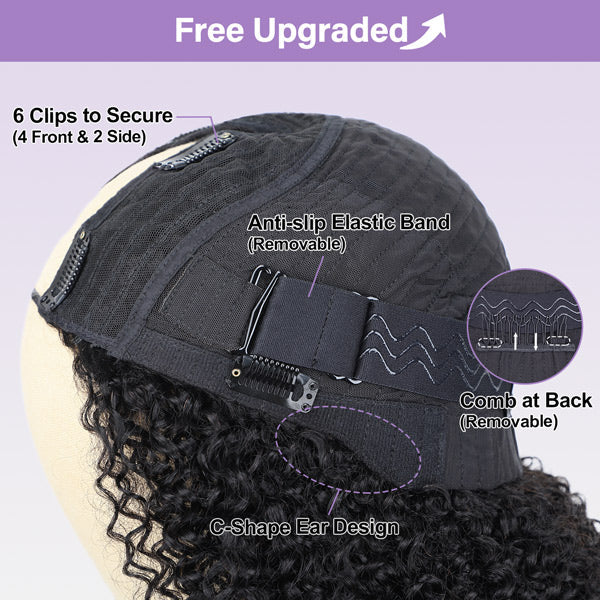 Kinky Curly V Part Wig No Leave Out Thin Part Glueless Wigs Human Hair Wig