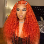 Orange Lace Front Wigs with Baby Hairs Preplucked Kinky Curly Human Virgin Hair 13x4 4x4 Frontal Color Wigs for Women
