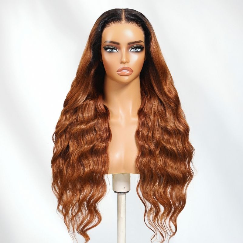 Sunber 13x4 Lace Reddish Ginger Copper Brown Soft Loose Wave Beachy Curls Pre Everything Lace Frontal Wig With Invisi Drawstring