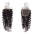 Deep Wave Human Hair 4 Bundles with 4*4 Lace Clsoure Natural Black