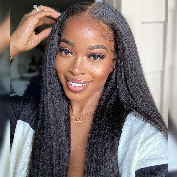 BOGO Kinky Straight Glueless Wear Go Wig Pre-cut 7x5 HD Lace Closure Wig