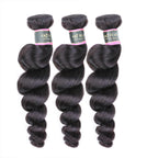 Loose Wave Human Hair 3 Bundles with 13*4 Lace Frontal Natural Black