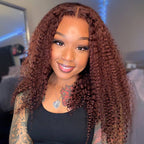 HairHive Kinky Curly Reddish Brown Wear Go Glueless Wig Pre-cut 7x5 Lace Wig Pre-plucked Hairline