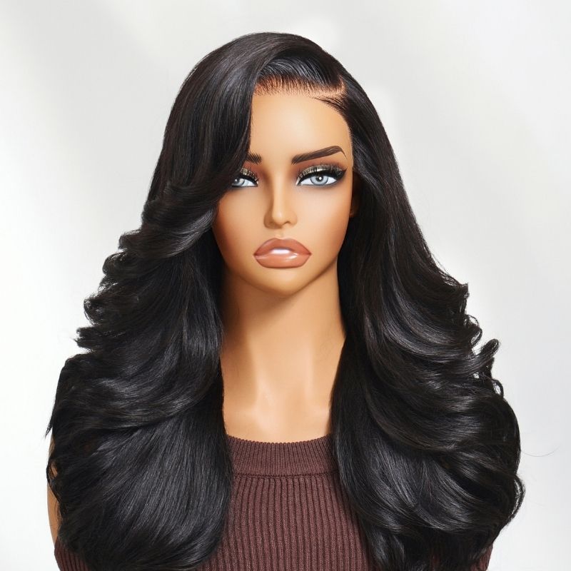 Sunber 200% Density Effortlessly Feathered Hairstyles 7x5 Pre Cut Lace Wig With Layered Haircuts