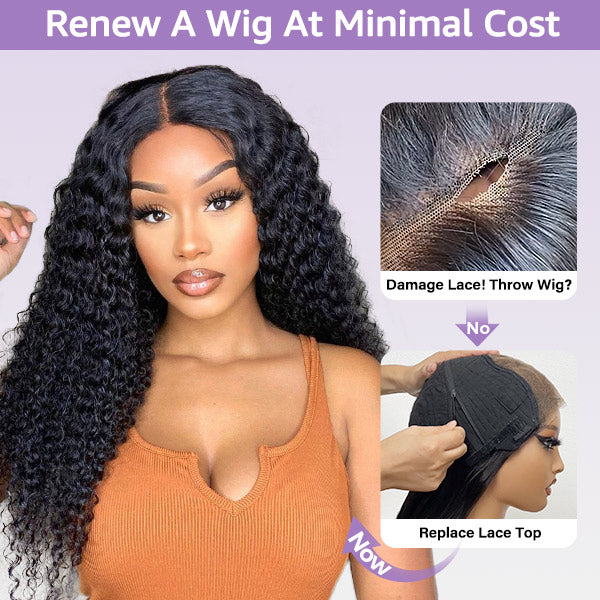 HairHive Kinky Curly Replaceable Zip Lace Tops For Block Wig
