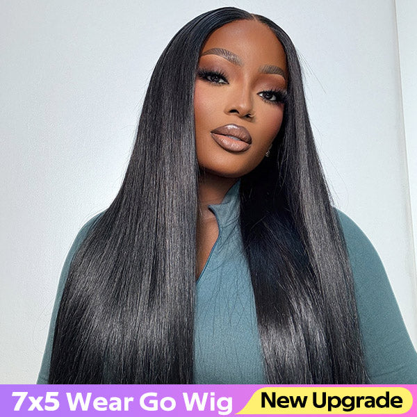 HairHive Straight Wavy Curly Pre-cut 7x5 HD Lace Wear Go Glueless Wig Bleached Invisible Knots Beginner Friendly