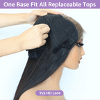 HairHive Block Wig Water Wave Bleached Knots Wig With Optional Replaceable Zip Lace Tops