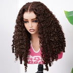HairHive Burmese Curly Glueless Wig Chocolate Brown Color Pre Cut 9x6 Lace Wear Go Wig With Elastic Drawstring