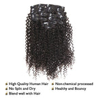 HairHive Kinky Curly Clip In Extension Human Hair Natural Black Color