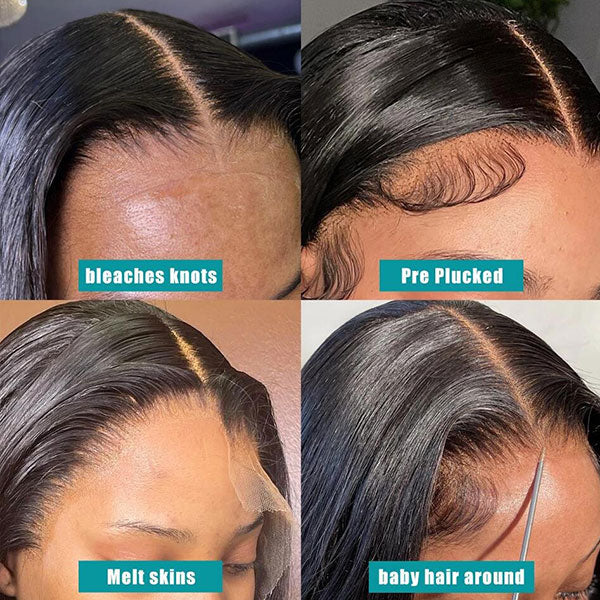 Brazilian Virgin Loose Wave Human Hair Pre plucked Lace Front Wigs Natural Black