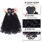 4 Bundles Kinky Curly Human Virgin Hair Natural Black