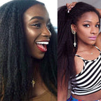 HairHive Kinky Straight Clip In Extension Human Hair Natural Black Color