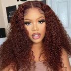 3 In 1 Half Wig | Reddish Brown Kinky Curly Wear Go Half Wig Wear Go Glueless Wig