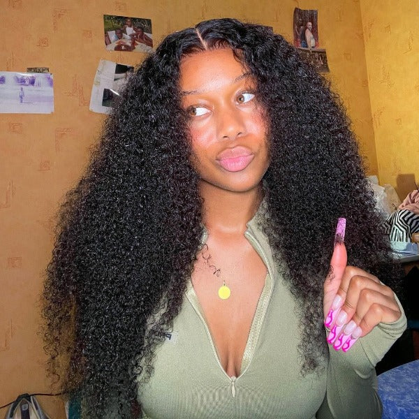 HairHive HD Lace Wigs Kinky Curly Mongolian Virgin Human Hair Pre-Plucked Lace Front Wigs with Baby Hair