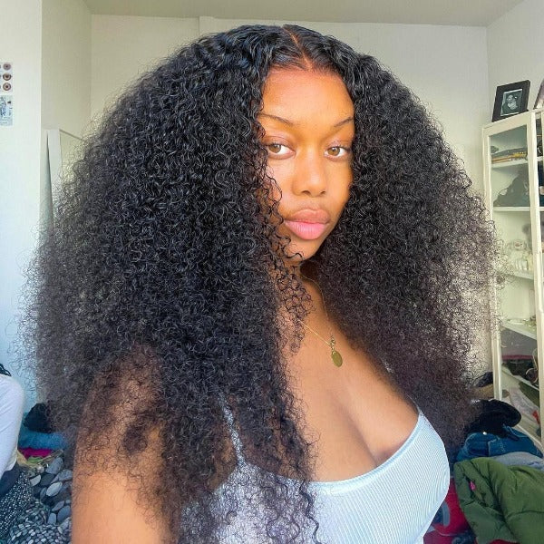 HairHive HD Lace Wigs Kinky Curly Mongolian Virgin Human Hair Pre-Plucked Lace Front Wigs with Baby Hair