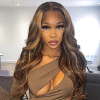 HairHive M-cap Body Wave 4/27 Highlight Color Pre Cut 9x6 Lace Wear Go Glueless Wigs Invisible Knots With Pre-Plucked Hairline