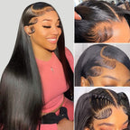 Silk Straight Glueless Pre-Bleached Knots Elastic Drawstring 13x4 13x6 HD Lace Frontal Wig 100% Human Hair Wear Go Wig