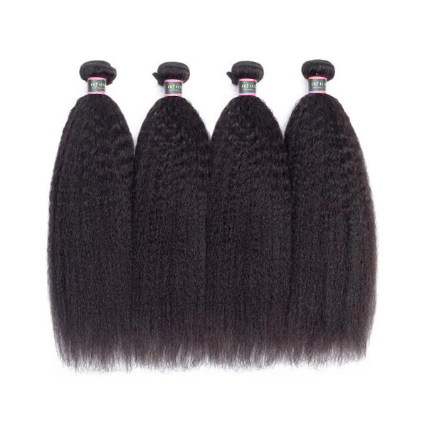 9A Kinky Straight Human Hair 4 Bundles Natural Black