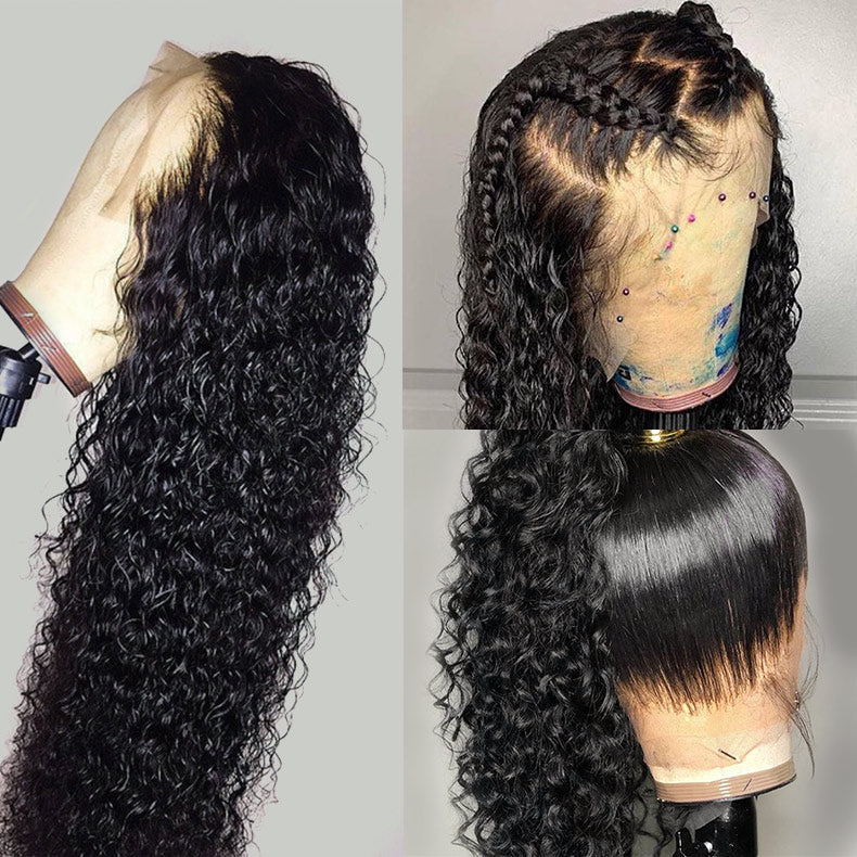 360 Lace Frontal Wigs Brazilian Deep Curly Human Hair Wigs Preplucked with Baby Hair
