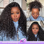 HairHive Water Wave Invisi-Drawstring Flexible Fit 360 Lace Frontal Glueless Wig With Bleached Knots