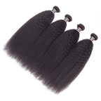 9A Kinky Straight Human Hair 4 Bundles Natural Black